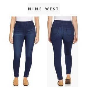 💥Nine West Blue Jeggings Pull On Skinny Crop Stretch 6